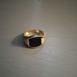 Men's black enamel costume jewelry with faux diamonds